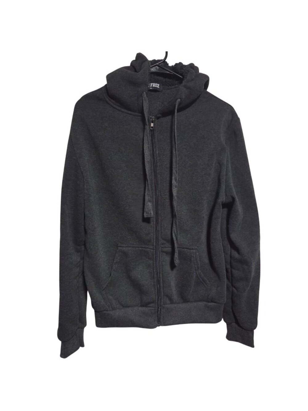 B Free Hoodie Womens Size XL Charcoal Gray Zip Up Drawstring Hood Pockets